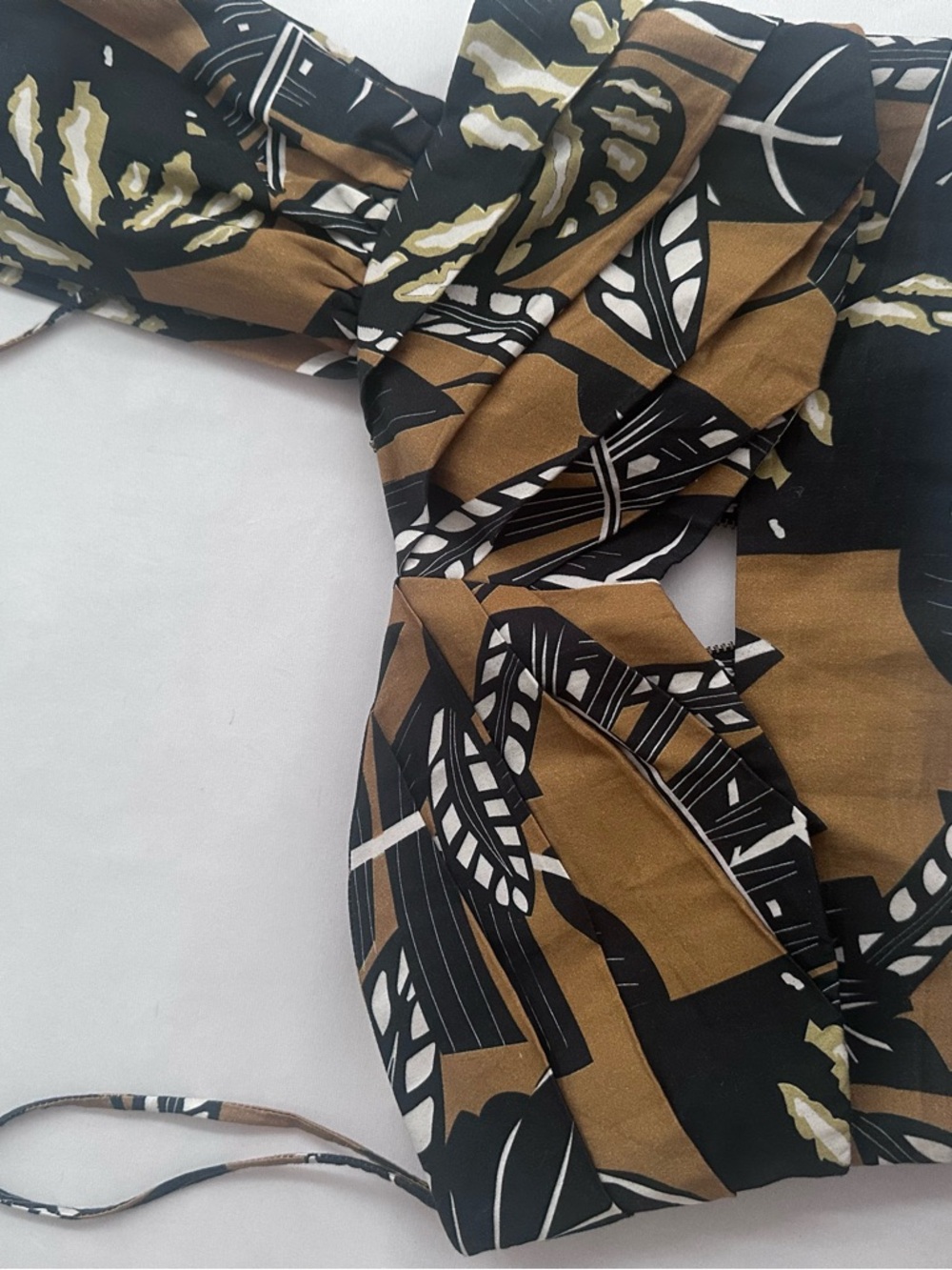 Karina Grimaldi Black, Mustard & White Smocked Tropical Top